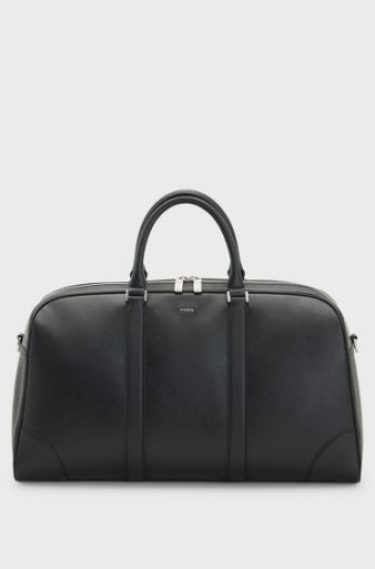 Recycled-leather holdall, Black
