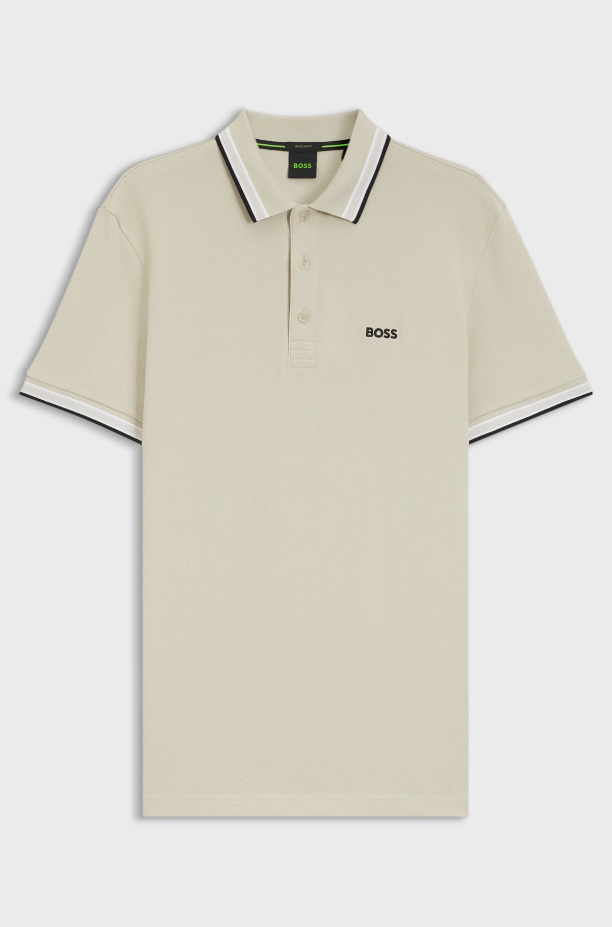 Cotton piqué polo shirt with logo details, Light Beige