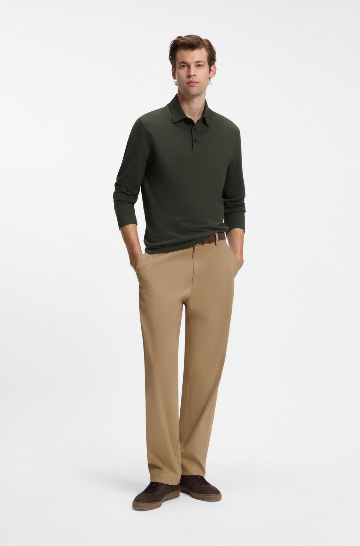 BOSS BY BECKHAM polo shirt in cotton and silk, Dark Green