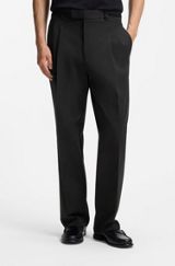 Relaxed-fit trousers in stretch cotton, Black