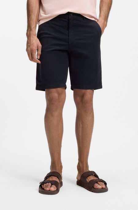Slim-fit shorts in stretch-cotton twill, Dark Blue