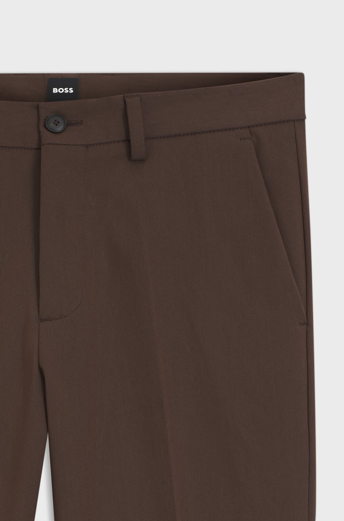 Slim-fit trousers in four-way stretch fabric, Dark Brown