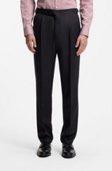 Tapered-fit trousers in virgin-wool serge, Dark Blue