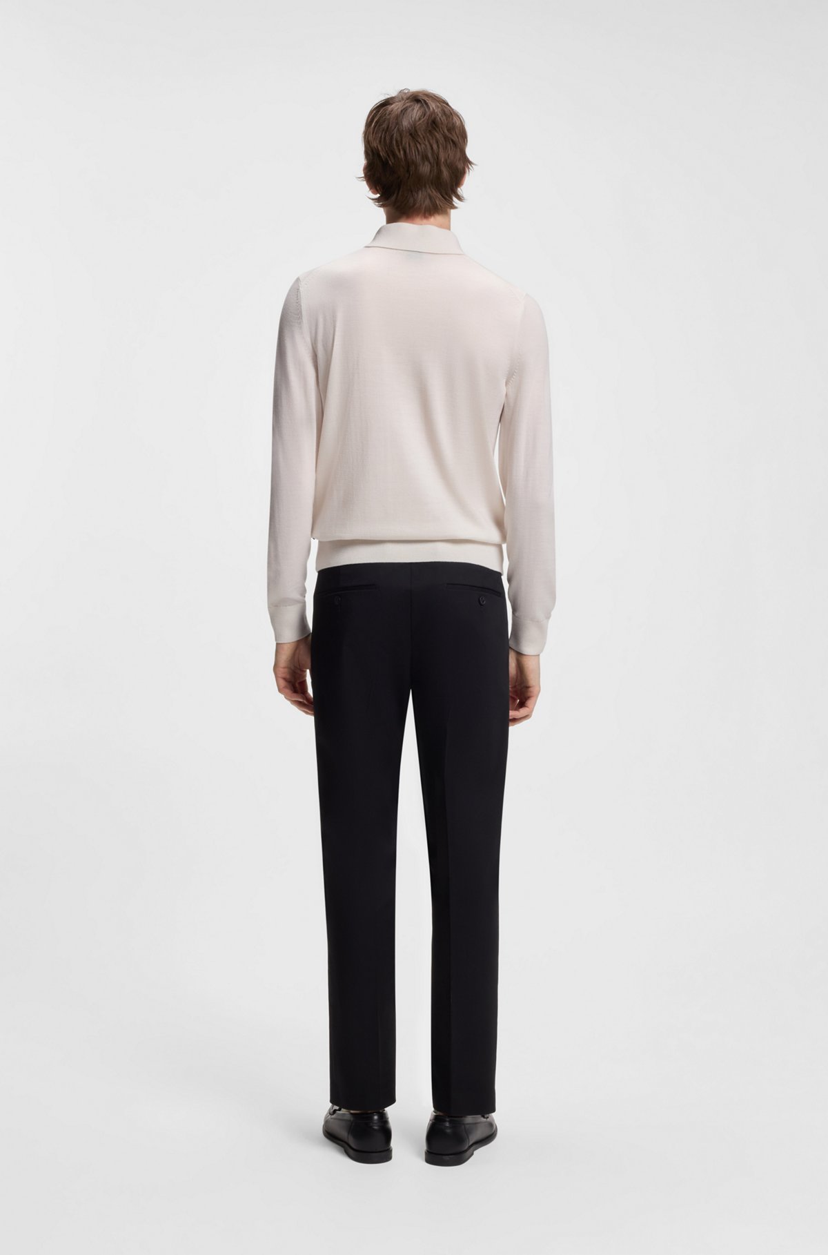 Merino-wool polo sweater, Natural