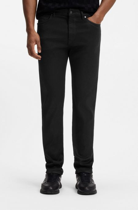 Porsche x BOSS tapered-fit trousers in stretch denim, Black