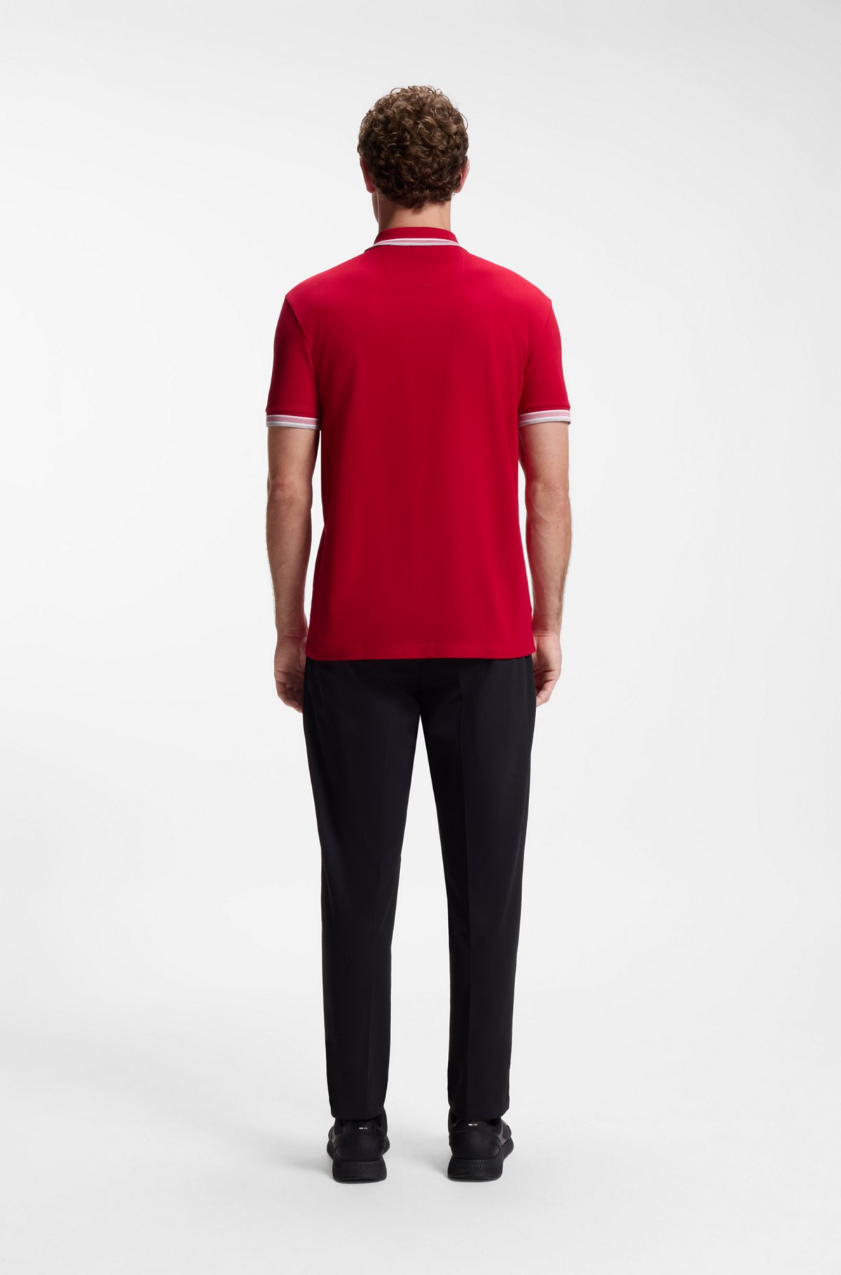 Cotton piqué polo shirt with logo details, Red