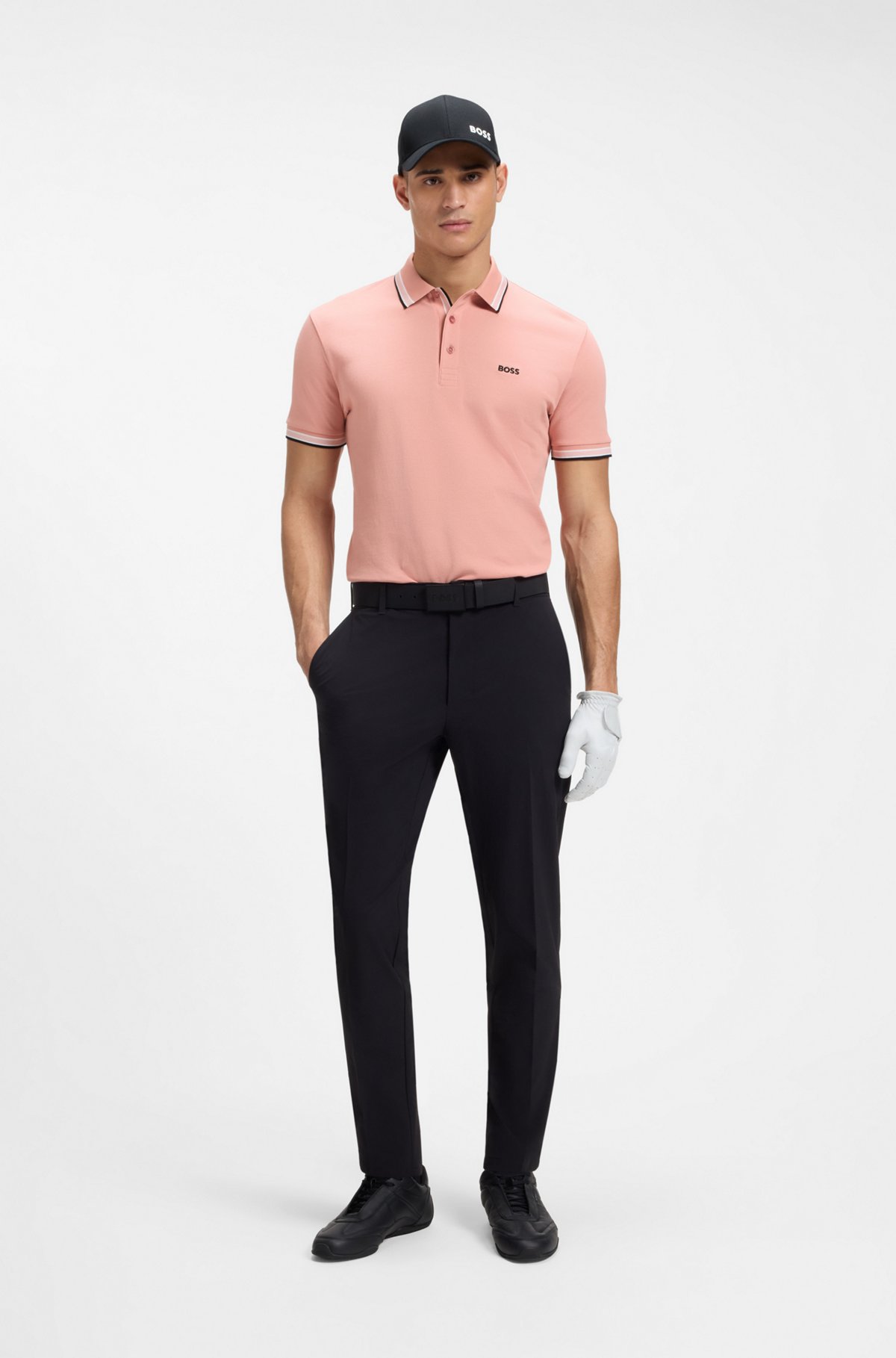 Cotton piqué polo shirt with logo details, Light Pink