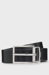 Reversible Italian-leather belt, Black