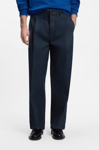 Relaxed-fit jeans in dark-blue soft cotton, Dark Blue