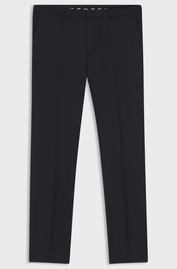 BOSS ONE Extra-slim-fit trousers in virgin-wool serge, Dark Blue