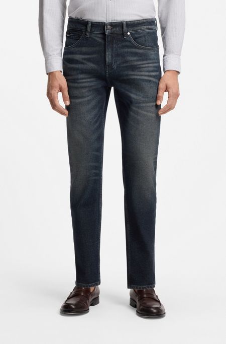 Maine Regular-fit jeans in indigo stretch cotton-blend, Dark Blue