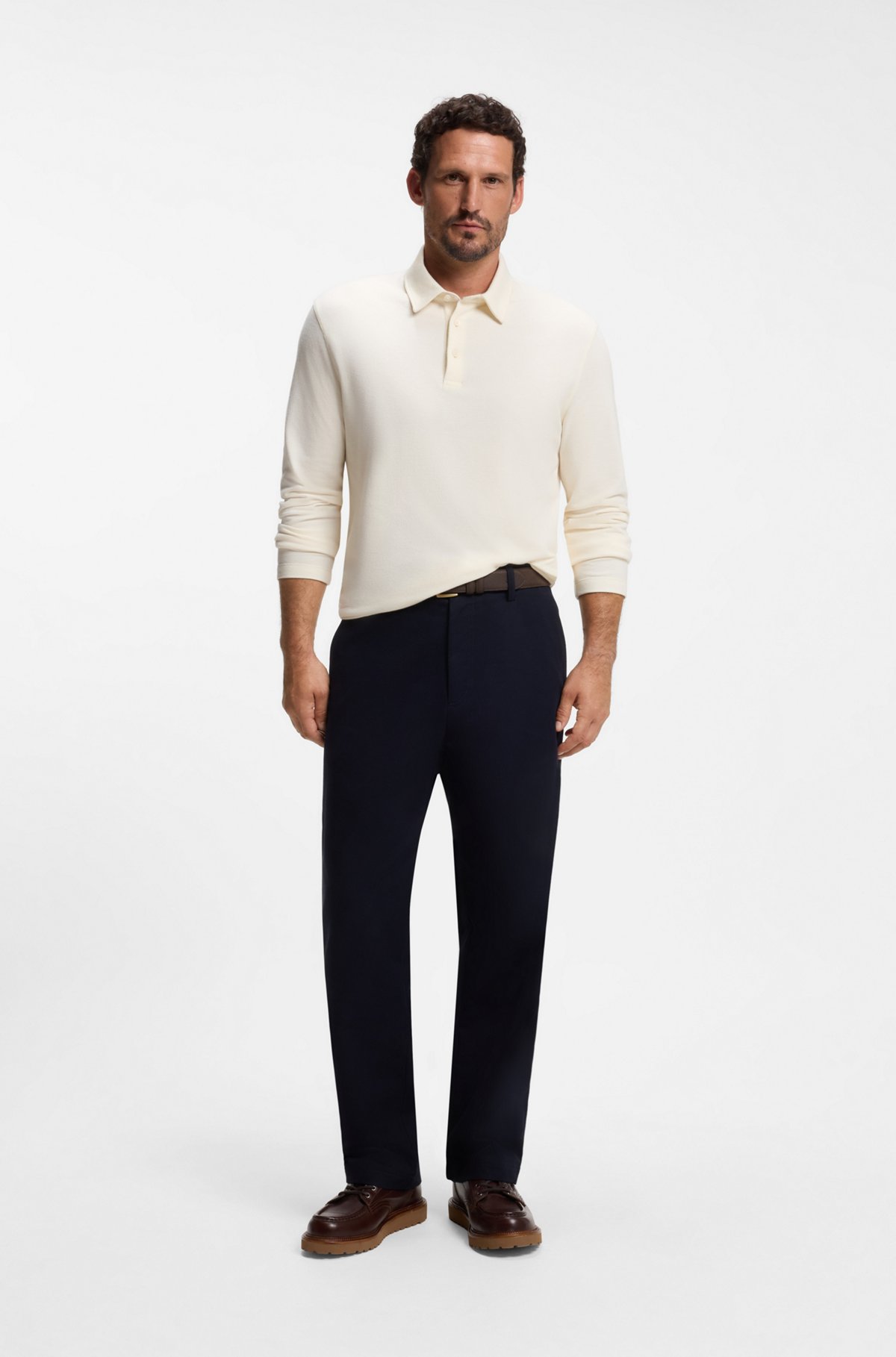 BOSS BY BECKHAM polo shirt in cotton and silk, Natural