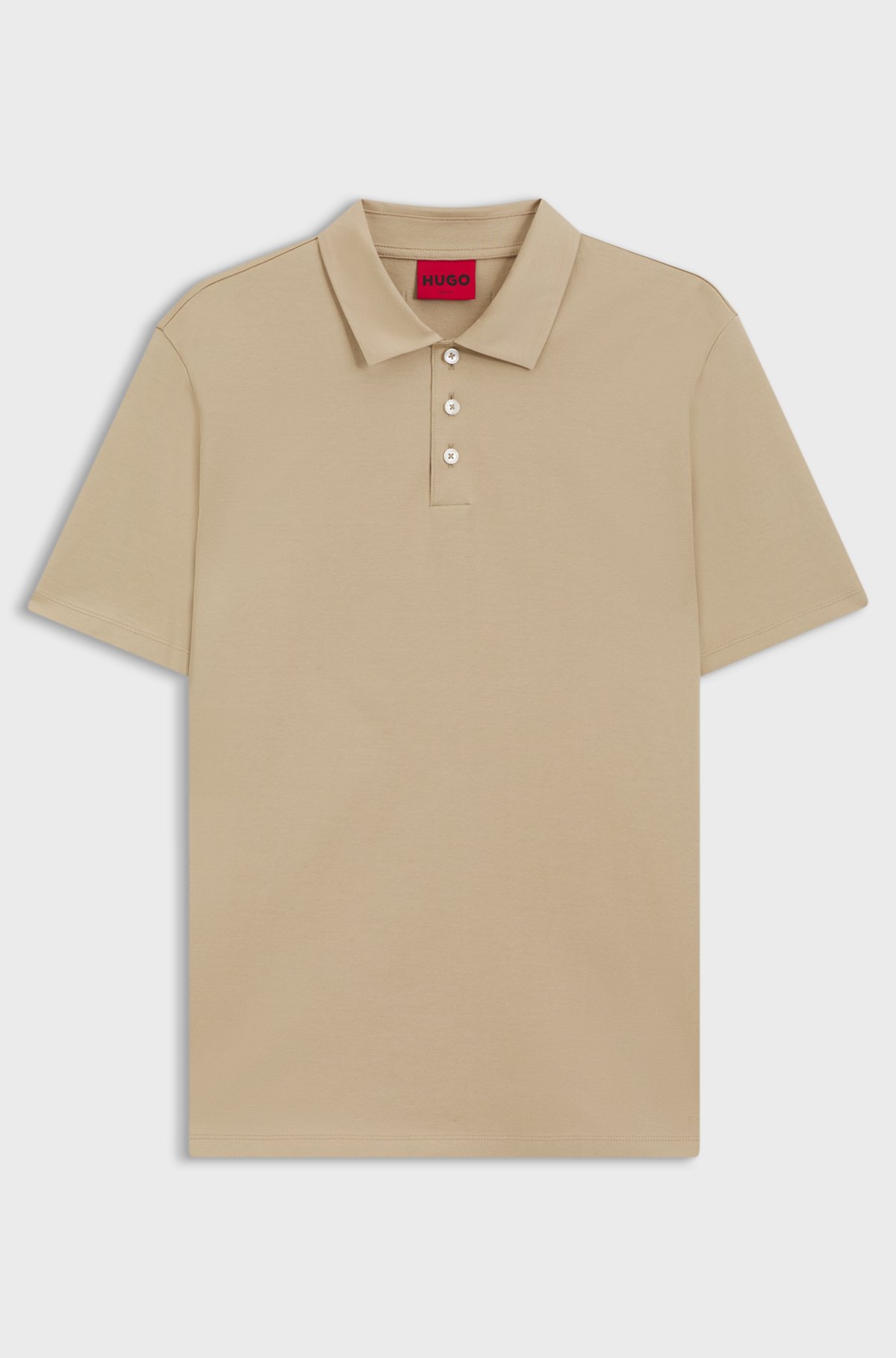 Slim-fit polo in mercerized cotton, Beige