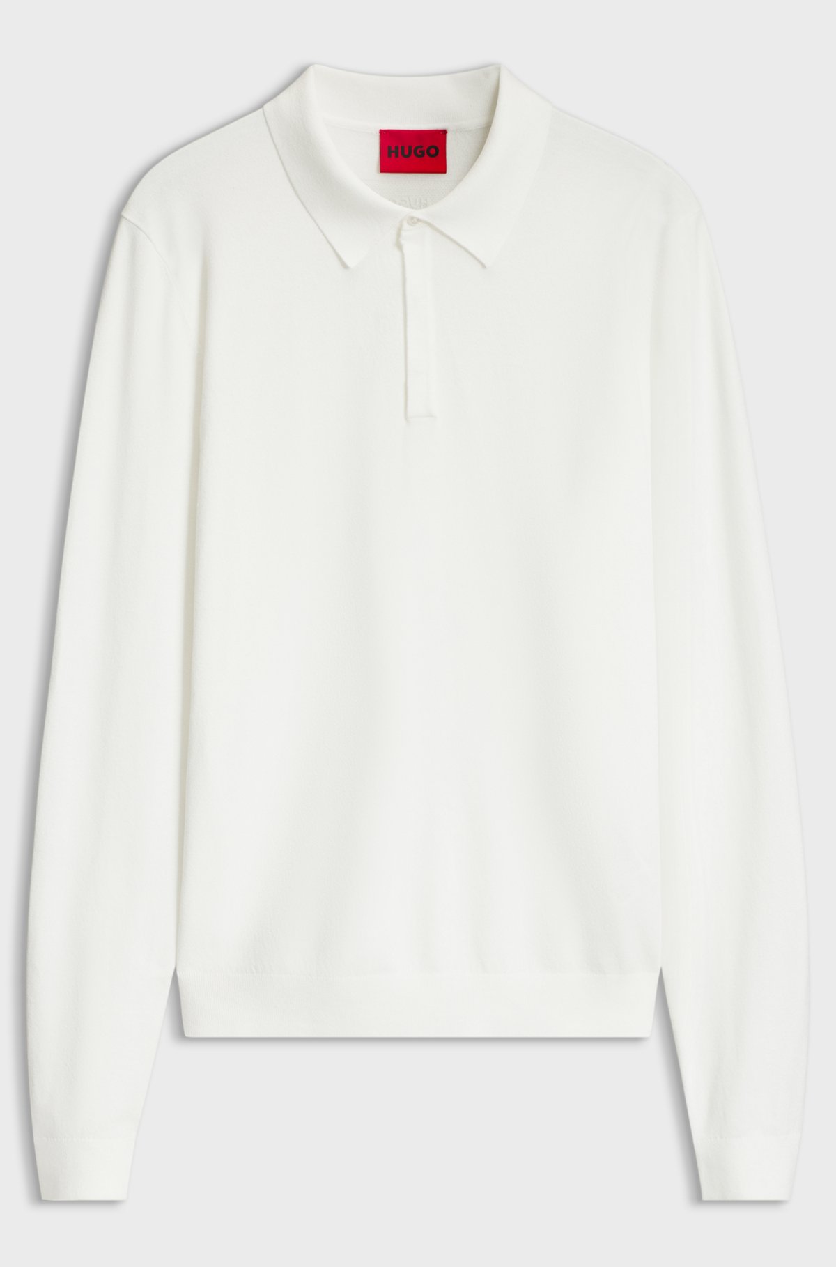 Slim-fit knit polo, Natural