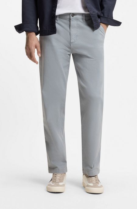 Tapered-fit jeans in stretch cotton, Light Grey