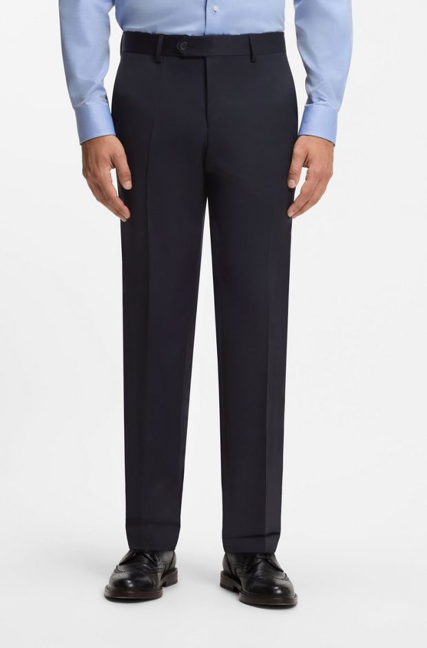BOSS BY BECKHAM slim-fit suit trousers in wool and cashmere, Dark Blue