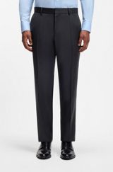 BOSS ONE Slim-fit trousers in virgin-wool serge, Dark Blue