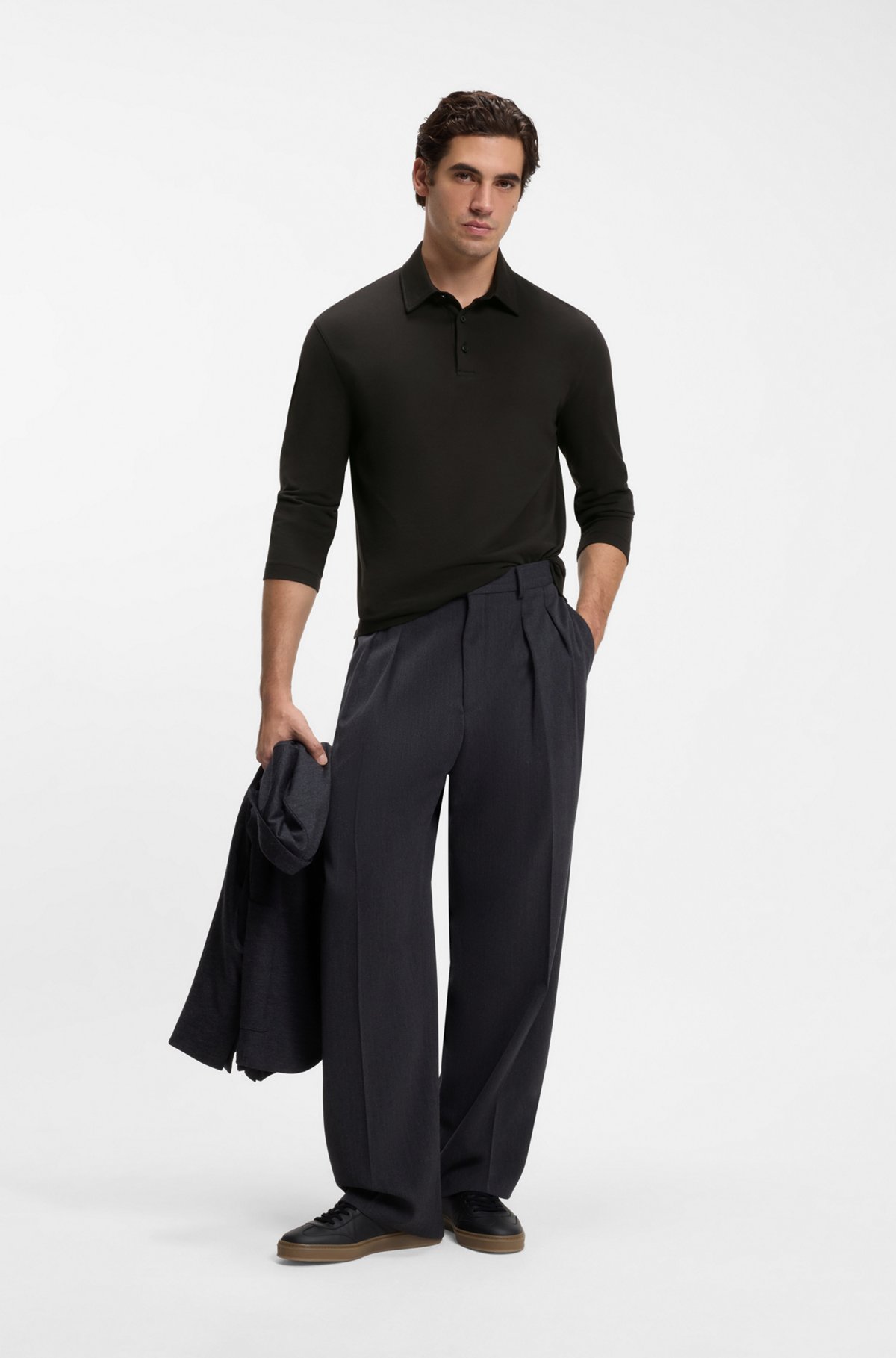 BOSS BY BECKHAM polo shirt in cotton and silk, Black