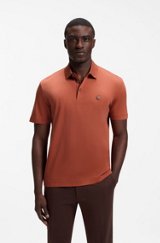 Polo shirt in mercerised cotton with Double B monogram, Orange