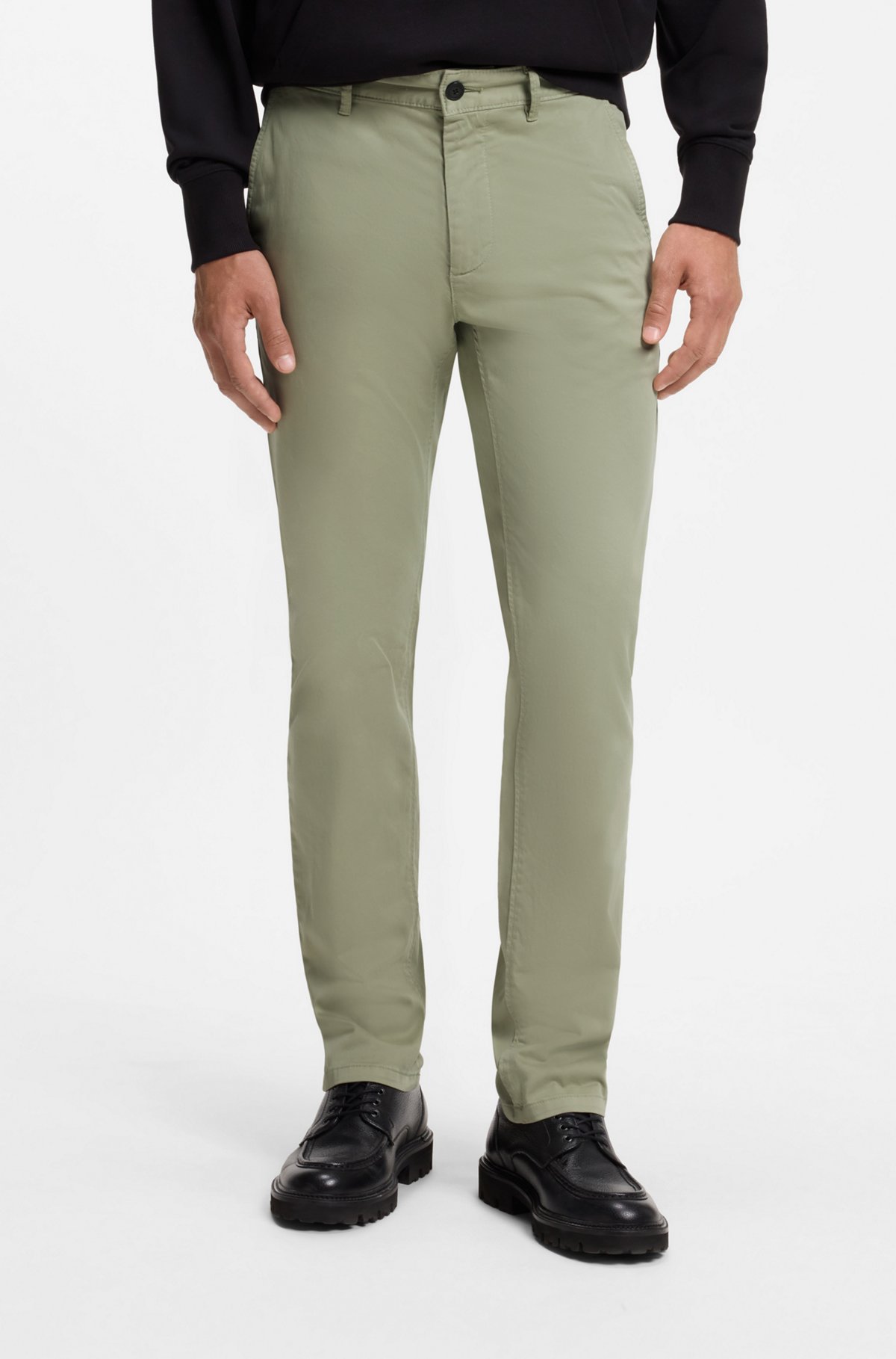 Slim-fit chinos, Light Green
