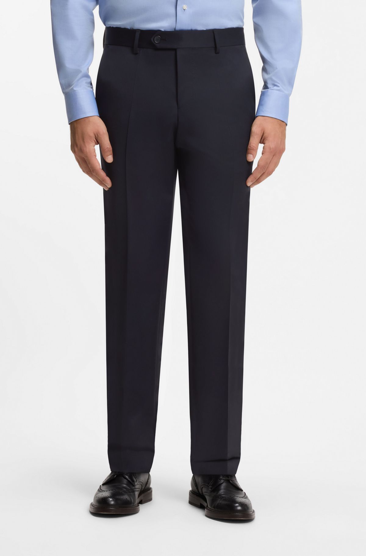 BOSS BY BECKHAM slim-fit suit trousers in wool and cashmere, Dark Blue