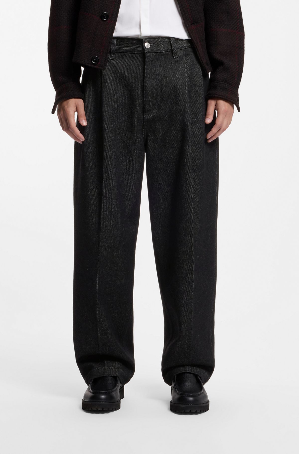 Relaxed-fit jeans in heavyweight black denim, Black