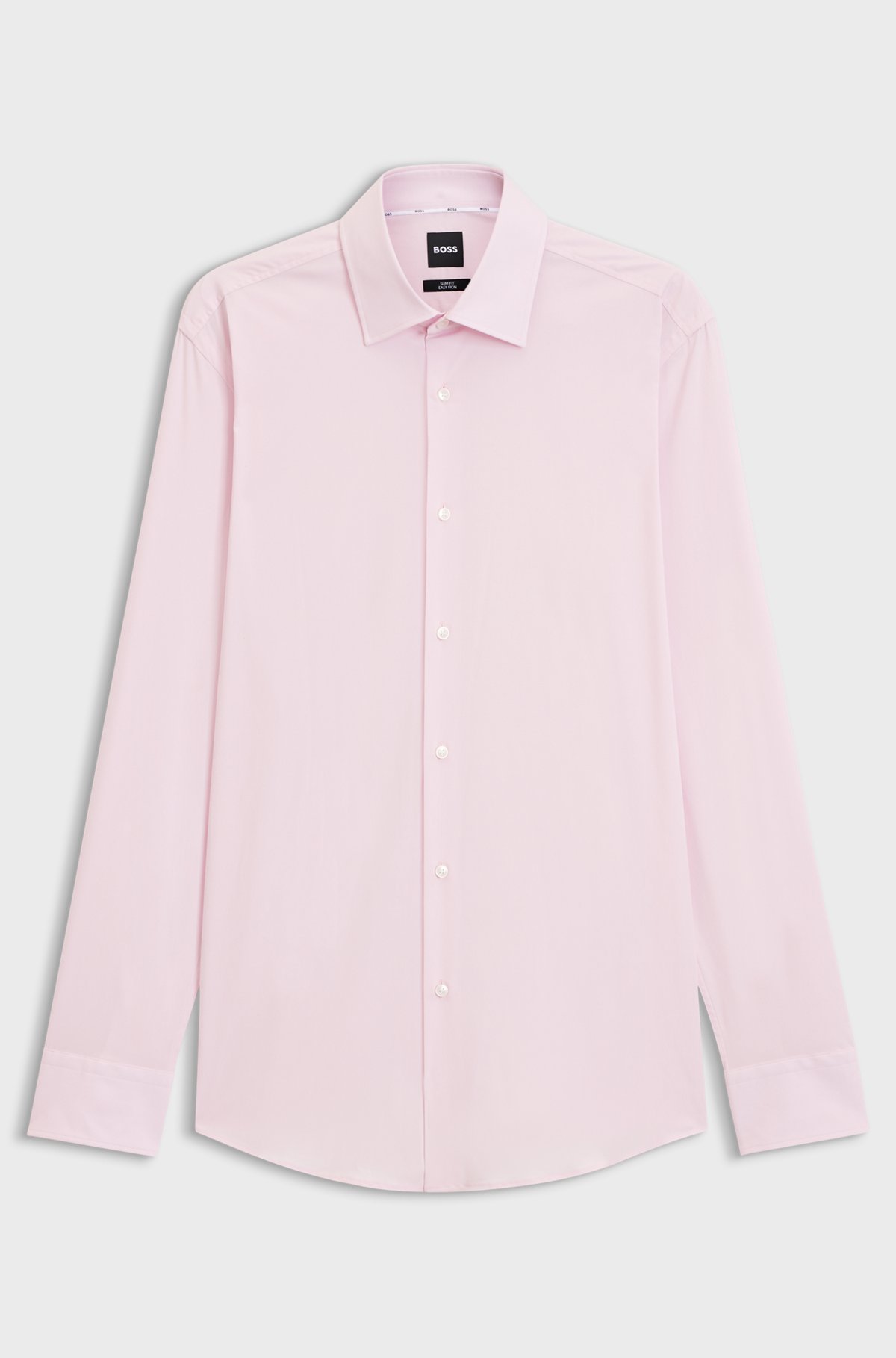 Slim-fit stretch-cotton shirt, Light Pink