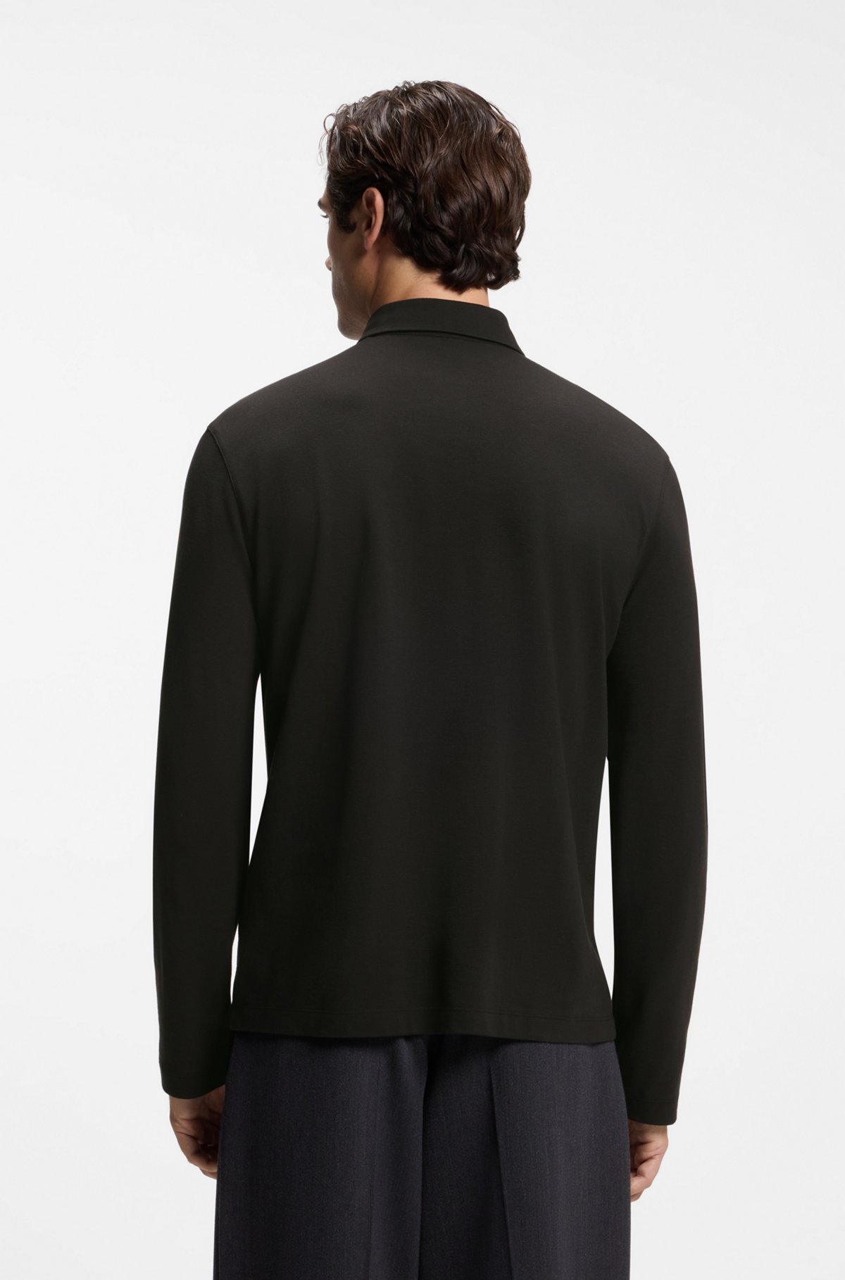 BOSS BY BECKHAM polo shirt in cotton and silk, Black