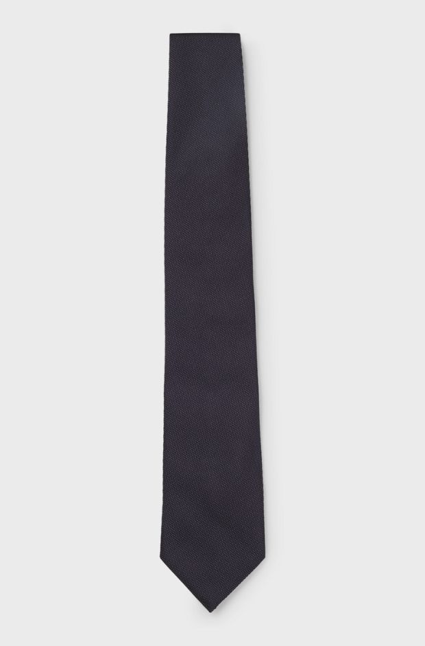 Silk tie with solid weave, Dark Blue