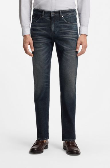 Maine Regular-fit jeans in indigo stretch cotton-blend, Dark Blue