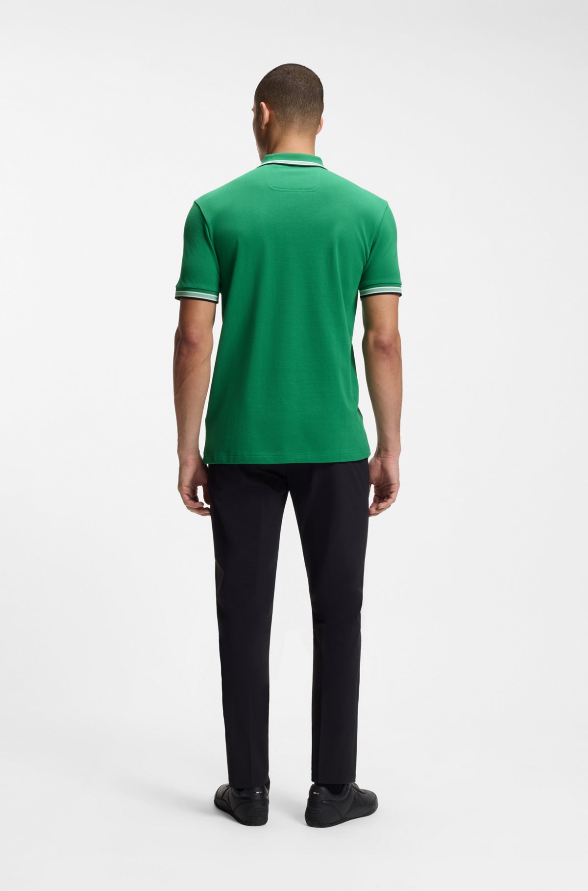 Cotton piqué polo shirt with logo details, Green