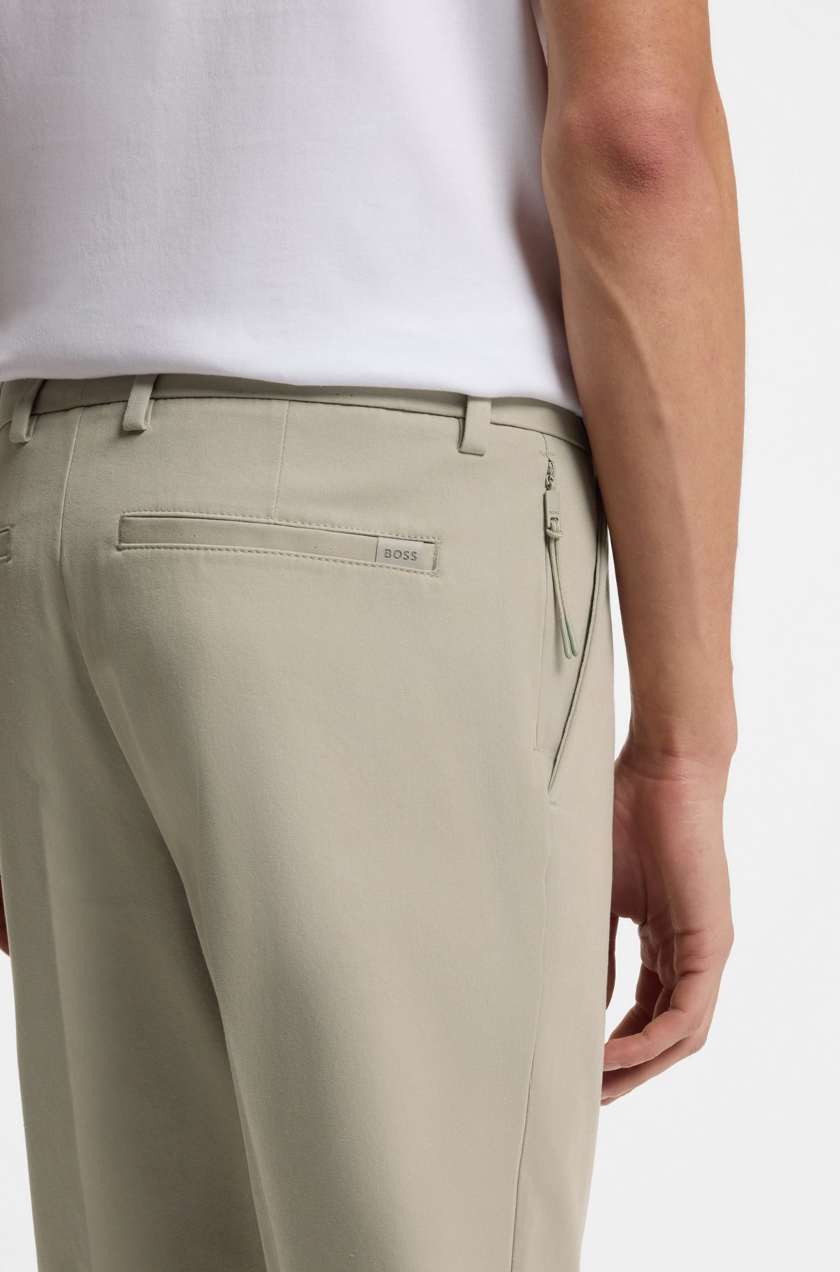 Slim-fit trousers in four-way stretch fabric, Light Beige