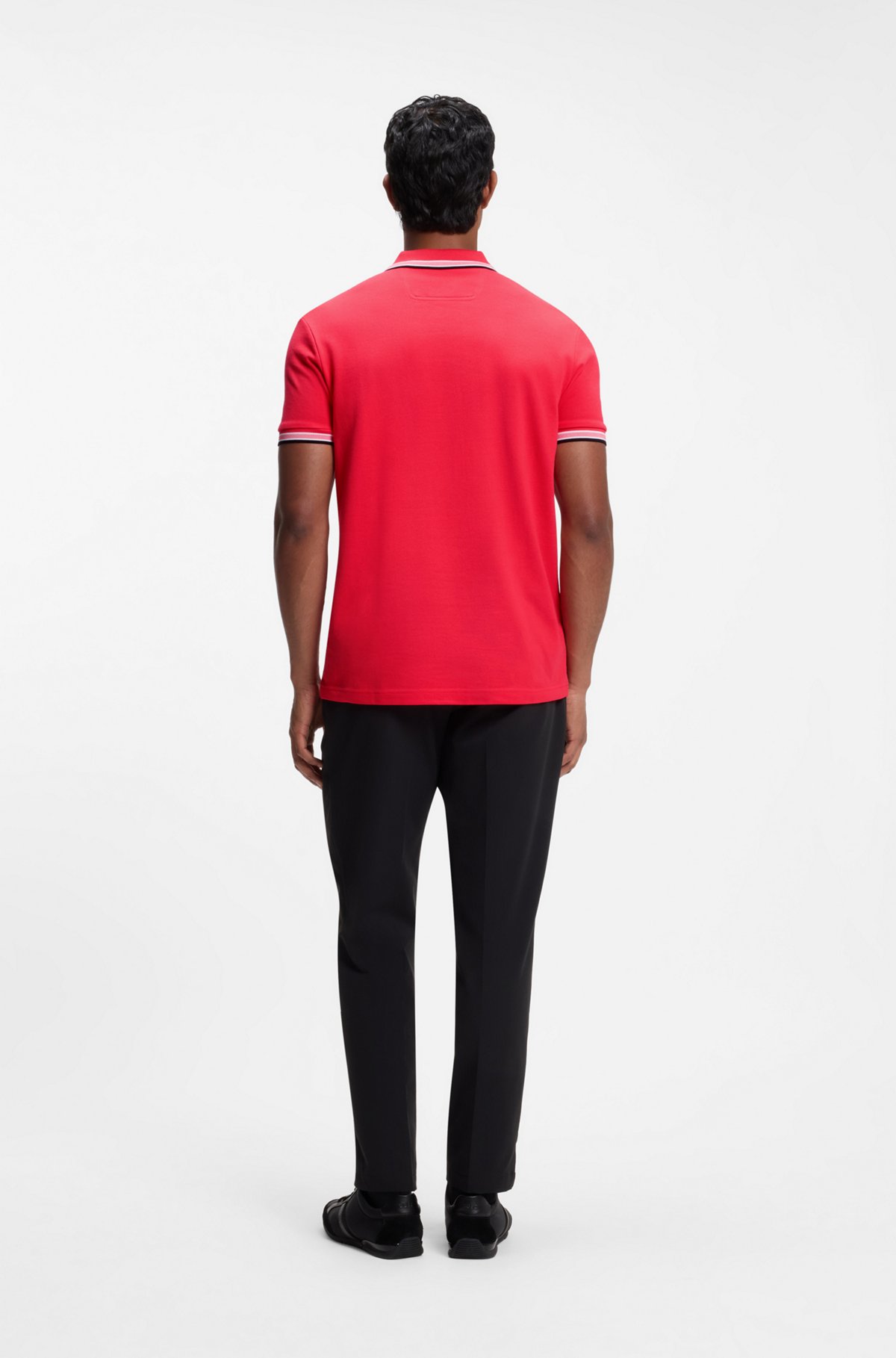 Cotton piqué polo shirt with logo details, Red