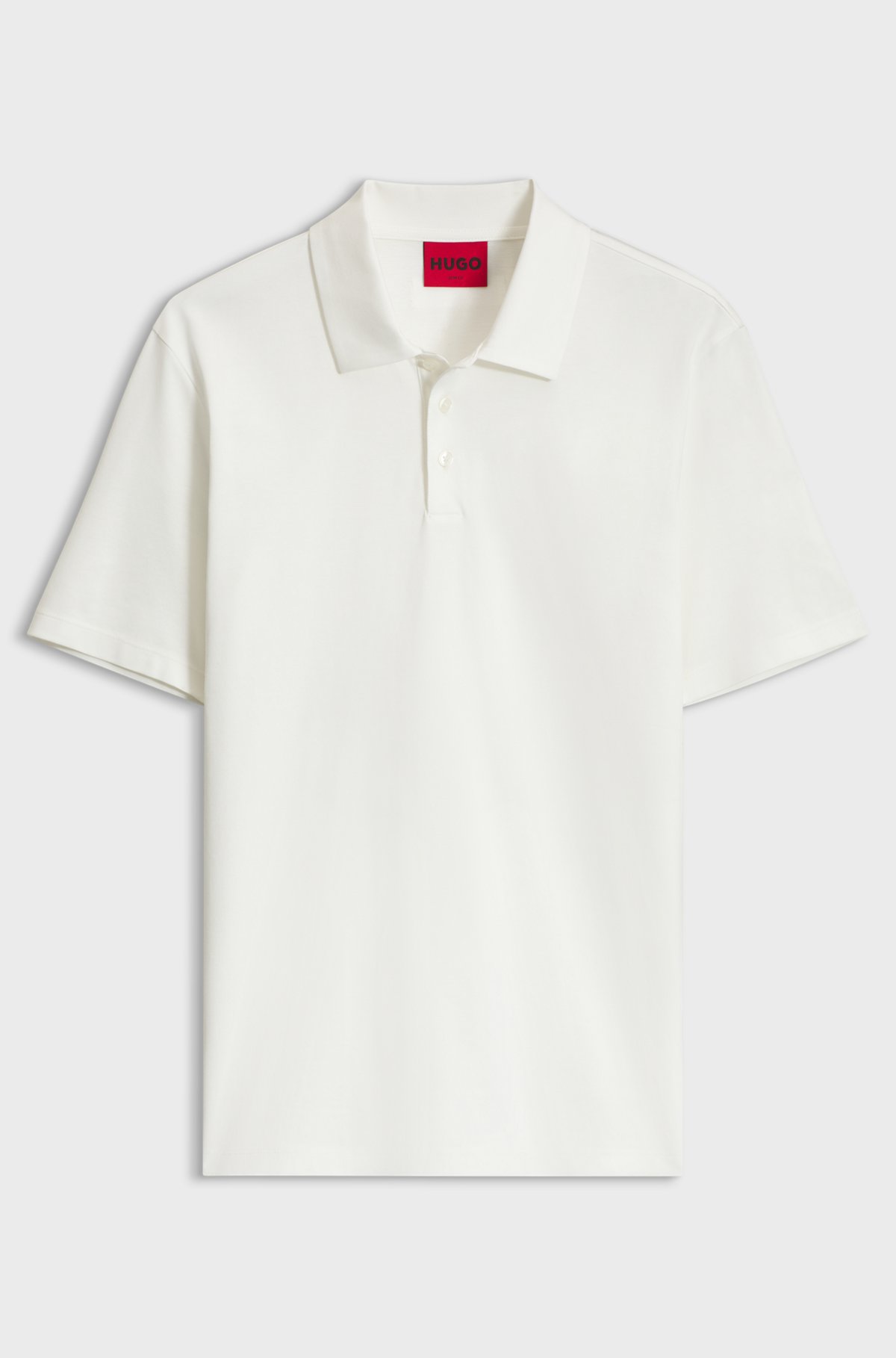 Slim-fit polo in mercerized cotton, Natural