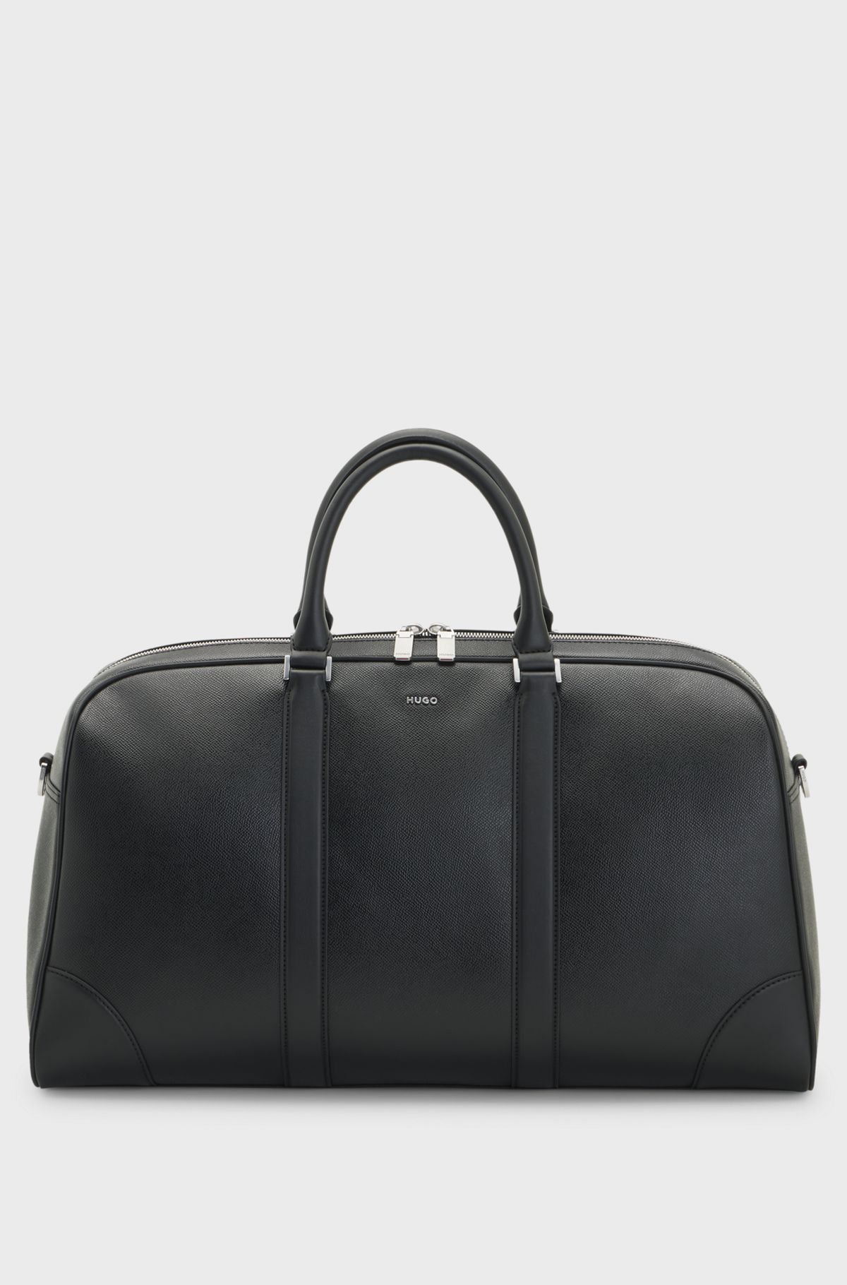 Recycled-leather holdall, Black