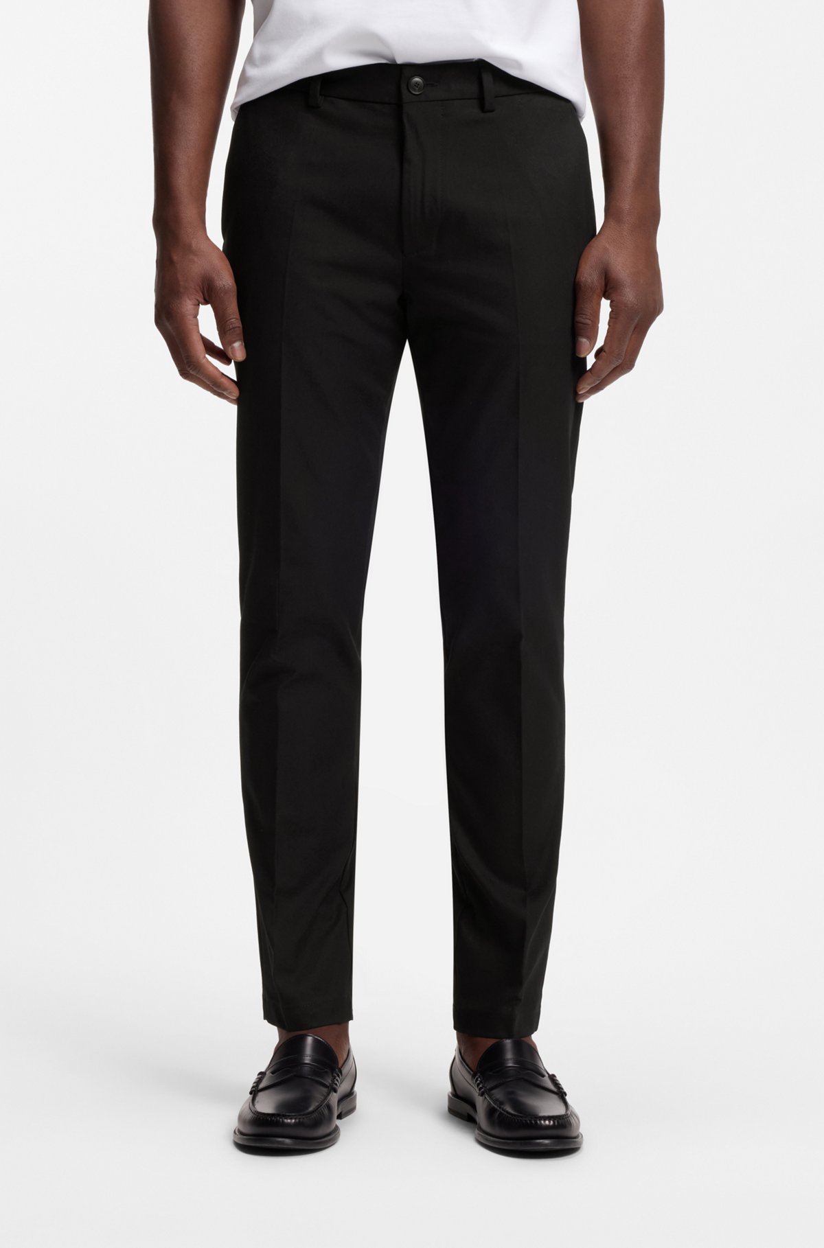 Slim-fit trousers in four-way stretch fabric, Black