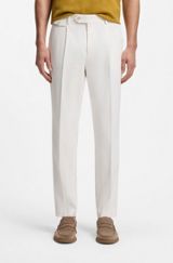 Tapered-fit trousers in a cotton blend, Natural