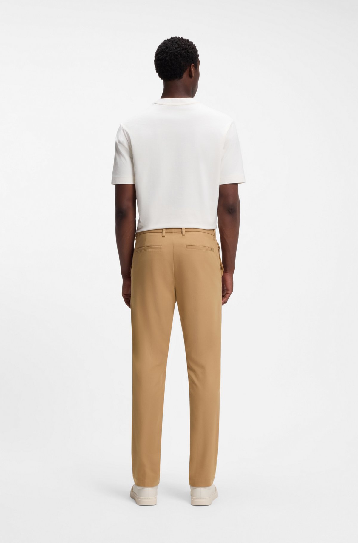 Slim-fit trousers in four-way stretch fabric, Beige