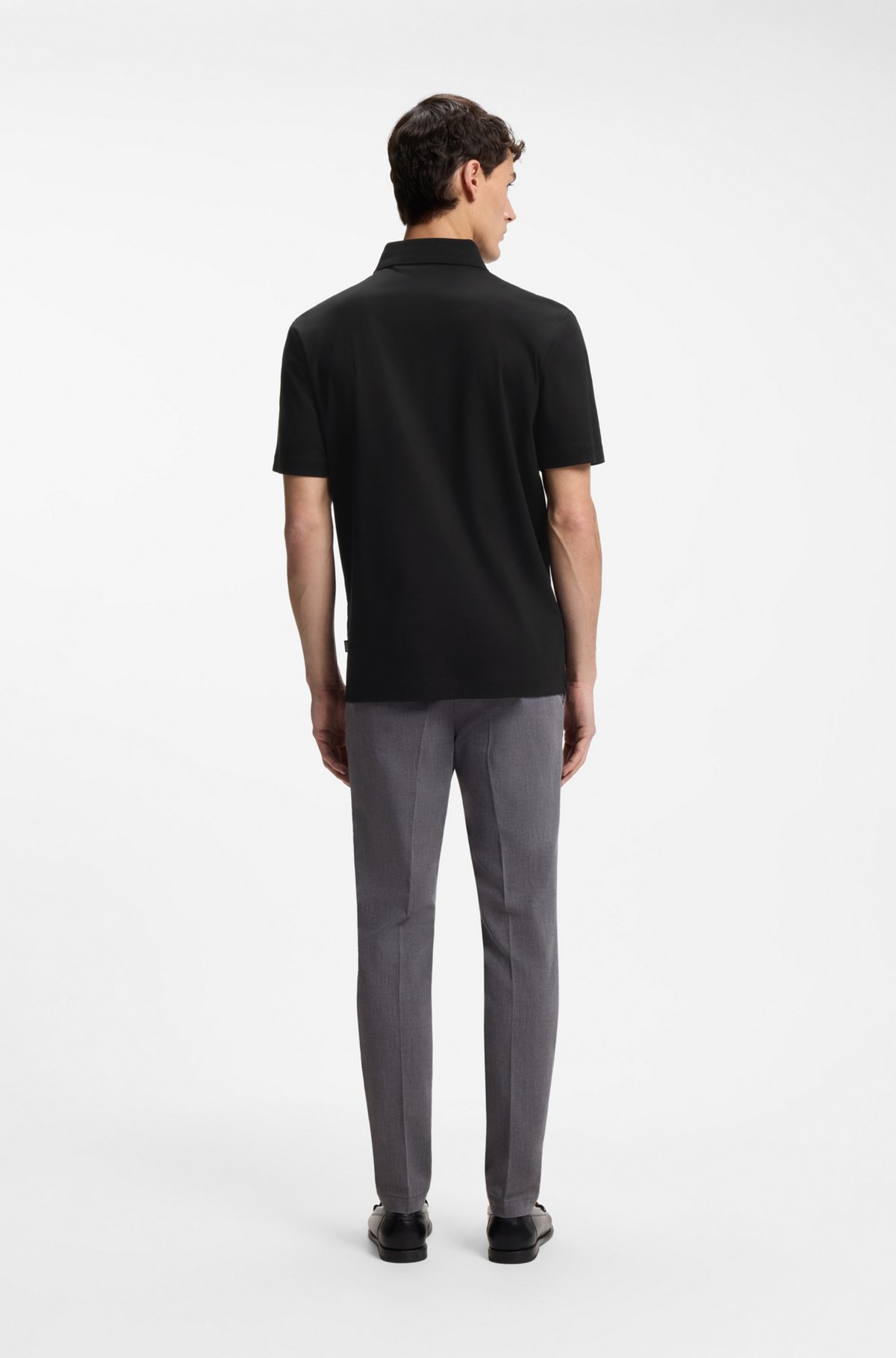 Polo shirt in mercerised cotton with Double B monogram, Black