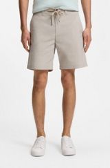 Straight-fit chino shorts in cotton-blend poplin, Light Grey