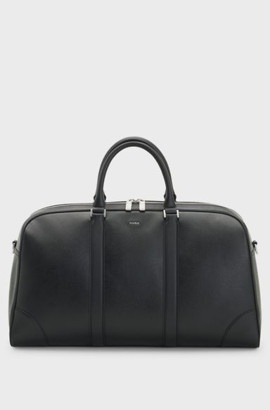 Recycled-leather holdall, Black