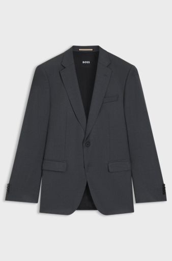 BOSS ONE Slim-fit suit jacket in virgin-wool serge, Dark Grey