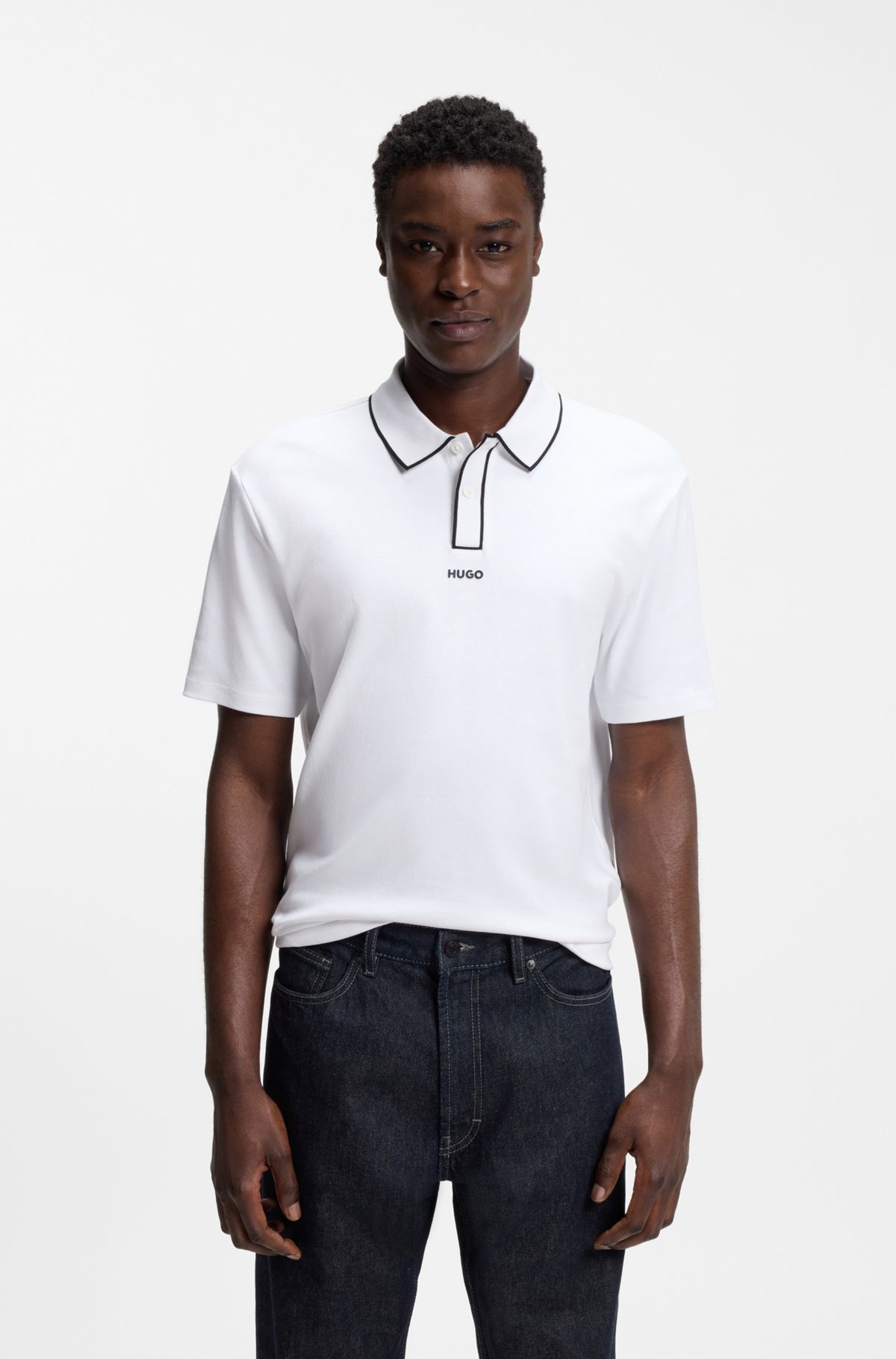Cotton polo shirt, White