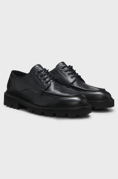 Leather Derby shoes with a constructed lug sole, Black