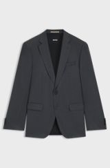 BOSS ONE Slim-fit suit jacket in virgin-wool serge, Dark Grey