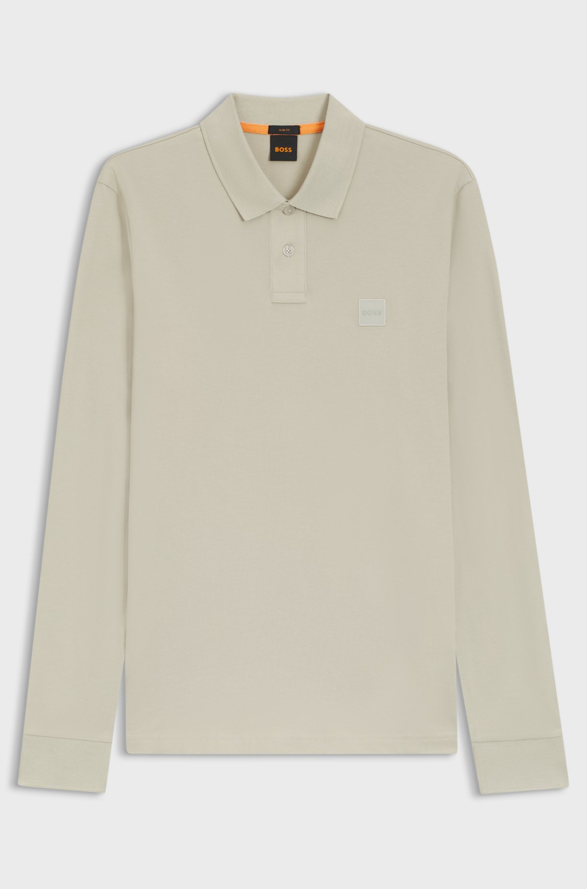 Slim-fit polo shirt in stretch-cotton piqué, Natural
