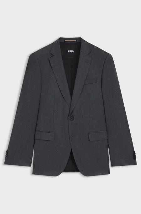 BOSS ONE Slim-fit suit jacket in virgin-wool serge, Dark Grey