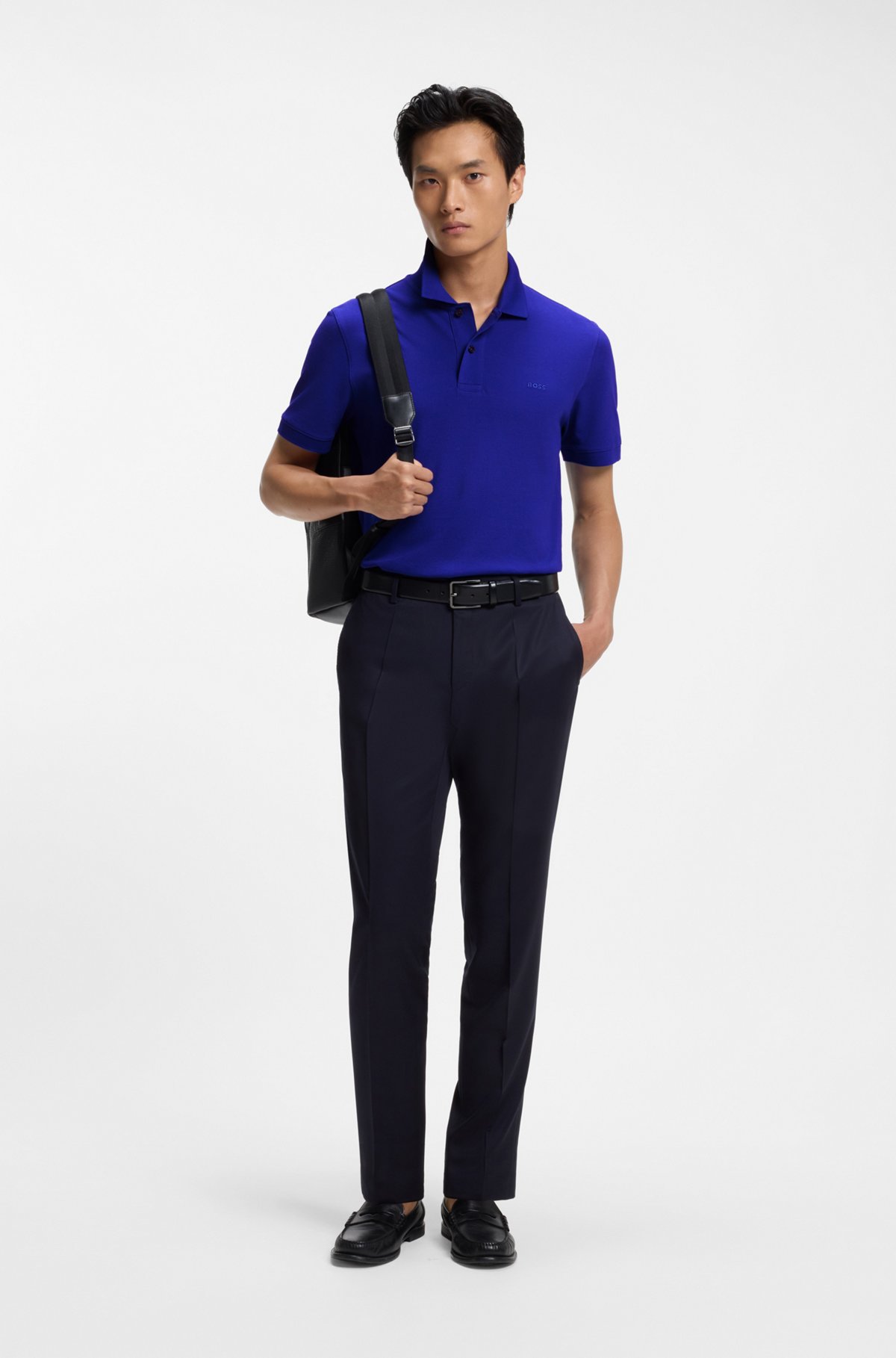 Versatile polo shirt in soft cotton, Blue