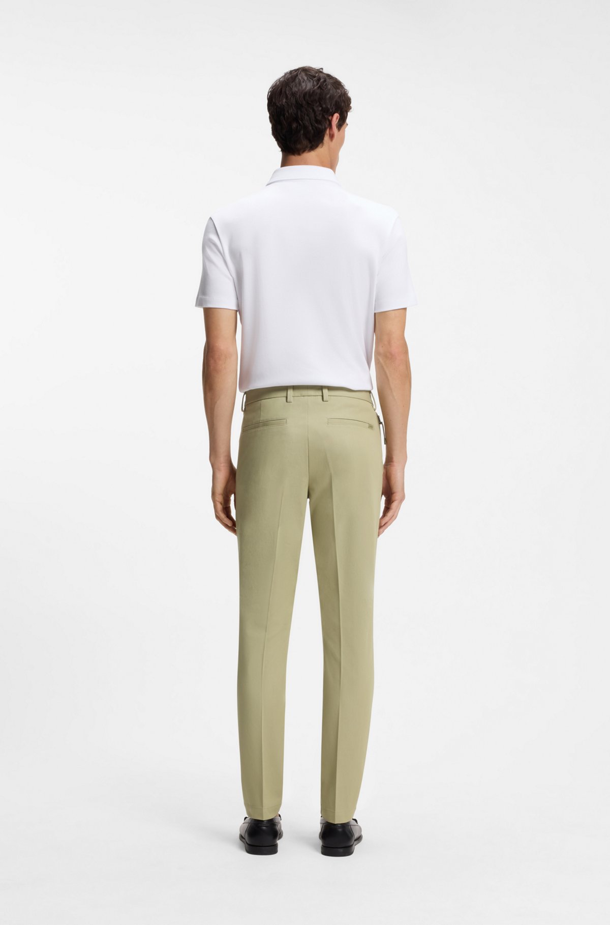 Slim-fit trousers in four-way stretch fabric, Beige