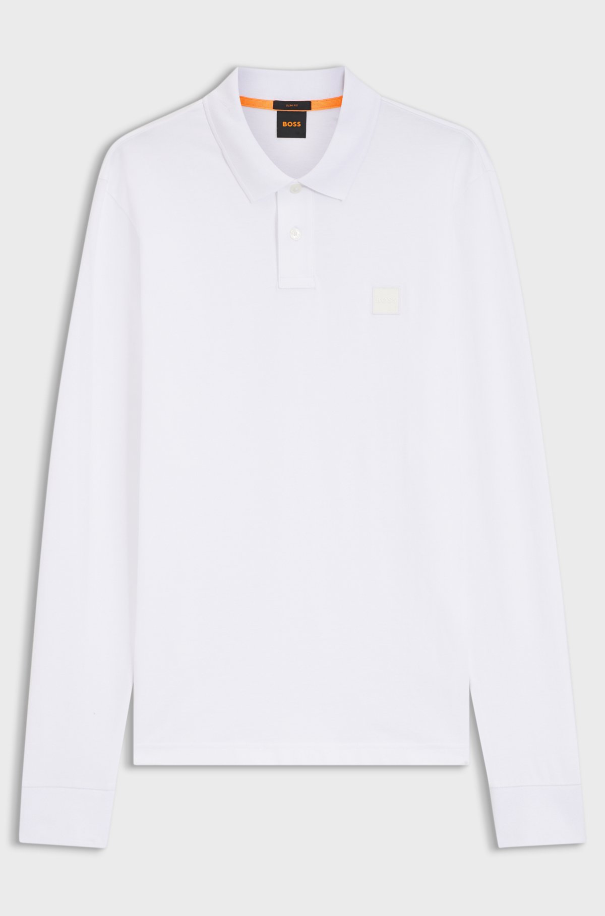 Slim-fit polo shirt in stretch-cotton piqué, White